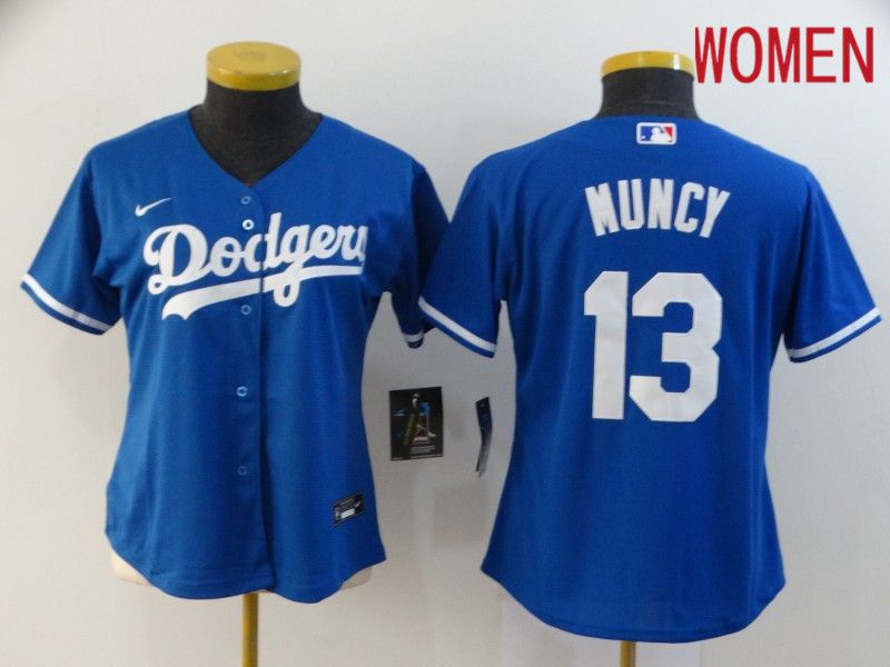 Women Los Angeles Dodgers #13 Muncy Blue Nike Game MLB Jerseys